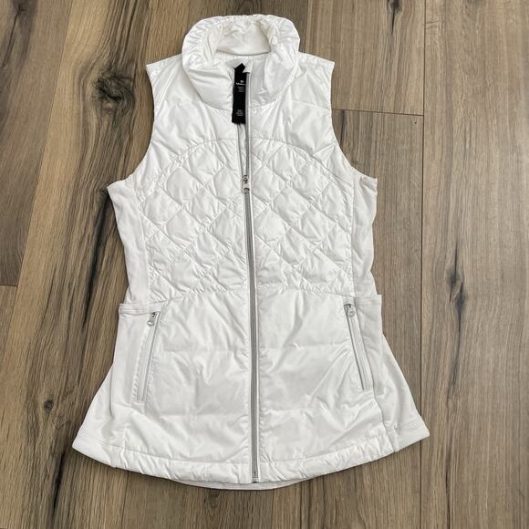 Lululemon Down For A Run Puffer Vest White Womens Size 4 Zip Up Hip Length - Picture 1 of 10
